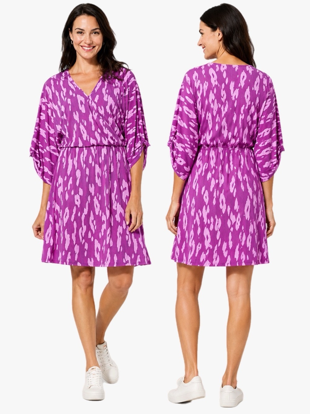 Colleen Lopez Knit Endless Summer Dress Purple Animal Women’s Plus Size 3X